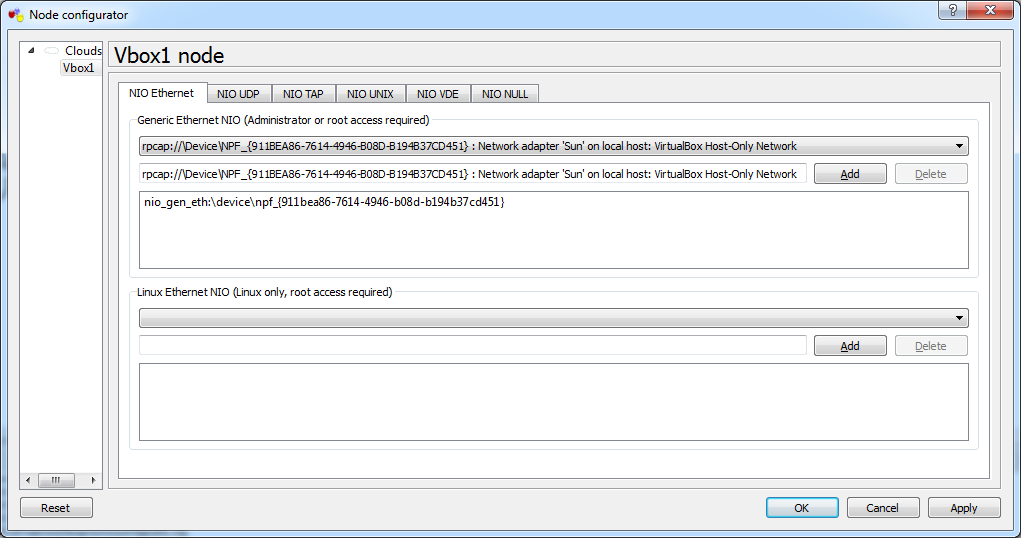 Setting the cloud to use VirtualBox Host-Only Network