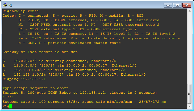 Showing the route is setup correctly and pinging R3