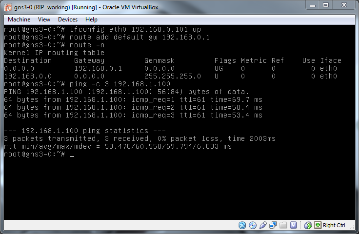 Setting up the IP addresses in the VirtualBox machine