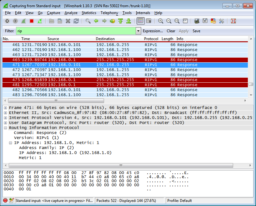 wireshark capture packets from router